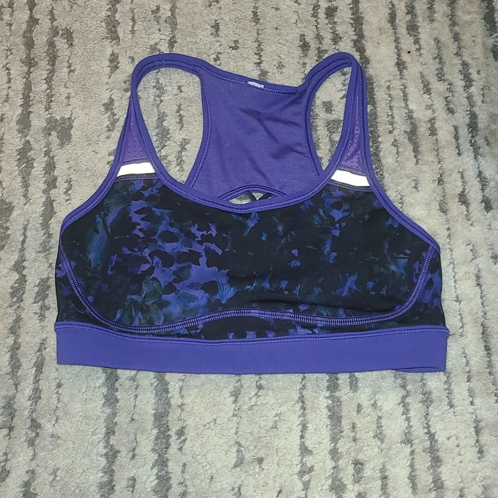 Lululemon Sweaty Or Not Bra Floral Sport Backdrop Iris Flower Multi / Iris Flow - Picture 9 of 10